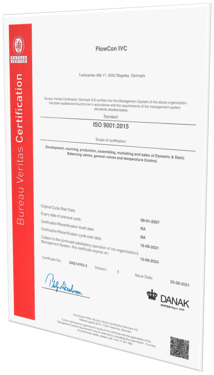 FlowCon IVC ISO Certificate